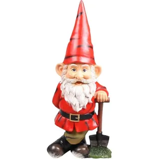 Gartenzwerg Figur - Zwerg mit roter Mutze und Schaufel - 20 cm - Rot