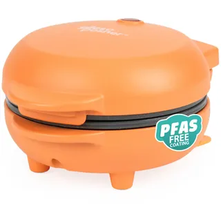 Giles & Posner Funfair Mini-Grill, 11,5 cm Platten, 550 W, Orange | 2 Min. Aufheizzeit, PFAS-freie Antihaftplatten, fettfreies Garen, für Burger, Paninis, Frühstücksmuffins, kompakt