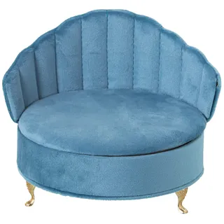 DRW Schmuckkästchen aus Samt in Blau, 15 x 17 x 17 cm