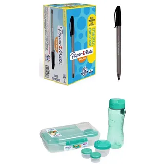 Paper Mate Schulanfang set InkJoy Kugelschreiber 50 stückBallpoints pens und Sistema Lunchbox and Vorratsdosen mit Wasserflasch