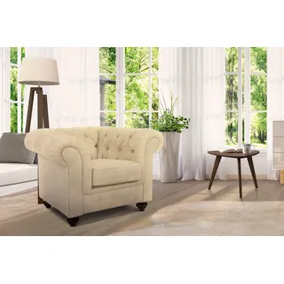 Sessel HOME AFFAIRE "Duc Chesterfield", beige, B:105cm H:74cm T:89cm, Samtoptik (100% Polyester);Samtoptik (100% Polyester);Luxus-Microfaser Lederoptik (100% Polyester), Sessel, Sessel, hochwertige Knopfheftung im Rücken, Samtoptik mit changierender Optik
