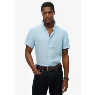 Superdry für Herren. M4010937A Kurzärmeliges Leinenhemd Vacation blau (XL), Lässig, Kurzarm