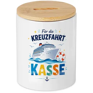 Spardose Bambus Für die Kreuzfahrt Kasse - Sparschwein, Geldgeschenk für Wunscherfüller, Seemann Deko, Reise Urlaub Schiff, maritimes Design