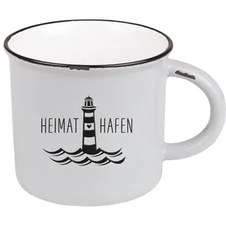 Kaffeetasse vintage| Keramik Becher zum verschenken | 400 ml | maritim | Heimat Hafen, Grau