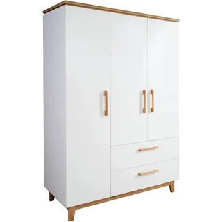 roba Kinderkleiderschrank Finn 134,5 x 55 x 200 cm Buche massiv weiß