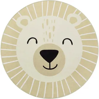 Paco Home Kinderteppich »Tosbik 481« rund 12 mm Höhe Spielteppich, Kurzflor, Motiv Bär, waschbar, Kinderzimmer, beige