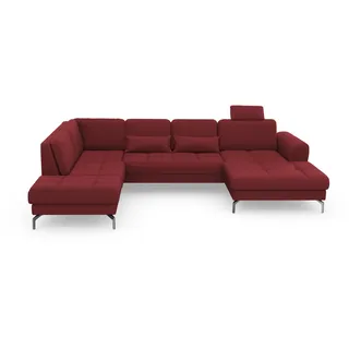 Wohnlandschaft SIT & MORE "Bendigo U-Form", rot, B:332cm H:87cm T:226cm, Sofas, Wohnlandschaft, inklusive Sitztiefenverstellung, Bodenfreiheit 15 cm, in 2 Fußfarben