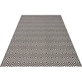 Northrugs In- und Outdoor Teppich Karo 140x200cm - Wetterfest Modern Geometrisches Muster Kariert Allover Design Läufer für Balkon Garten Wintergarten Wohnzimmerteppich Wasserfest in Schwarz