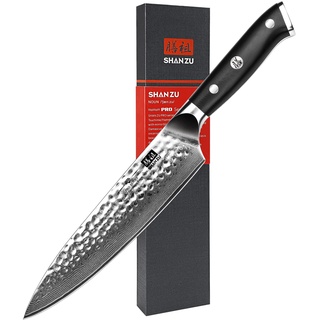 SHAN ZU Damastmesser Kochmesser 67 Schichten Damaststahl Küchenmesser mit G10 Griff 20CM - PRO Series