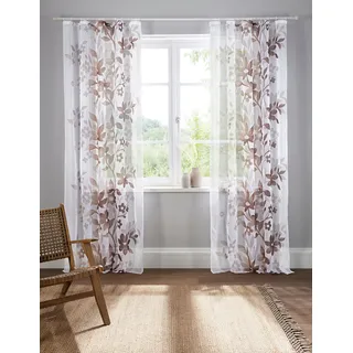 Gardine HOME AFFAIRE "Ina" Gr. 1, braun, B:144cm H:145cm, Voile, Polyester, Gardinen, Gardine, transparent, 2-er Set, einseitig bedruckt, Voile