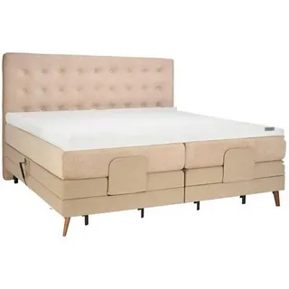 Sembella Boxspringbett , Beige , Metall, Textil, Holzwerkstoff , Nussbaum , massiv , H2 + H4 , 7-Zonen , 180x200 cm , Über- und Sondergrößen erhältlich, Matratze, gepolstertes Kopfteil, Stoffauswahl, Topper geteilt, in verschiedenen Größen erhältlich , Schlafzimmer, Betten, Boxspringbetten