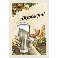 Blechschild 20x30 cm - München Oktoberfest Brezel Bier Wurst