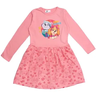 UNITED LABELS Paw Patrol Kleid für Mädchen - Skye & Everest Kleidchen Mesh Rock langarm pink Größe:122-128