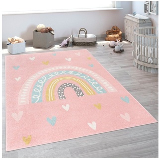 Paco Home Kinderteppich Teppich Kinderzimmer Mädchen Jungs Verschiedene Motive Und Größen, Grösse:120x160 cm, Farbe:Rosa Weiß