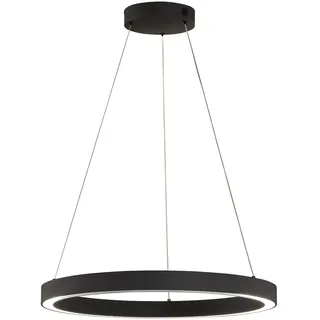 Fischer & Honsel Pendelleuchte, Sirko | sandschwarz | D: 60 cm | H: 160 cm | Höheneinstellenbar | mit Fernbedienung dimmbar | Farbtemperatureinstellung stufenlos | 61049 | EEG: F