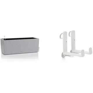 Lechuza BALCONERA Stone 50 steingrau 15650 & Balkonkastenhalter Weiß(1 Stück = 1 Paar) weiß 19030