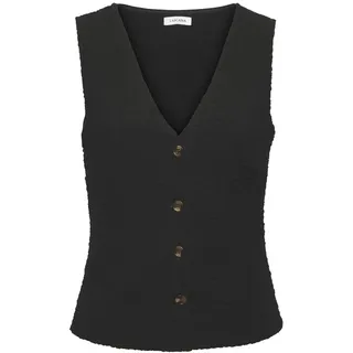LASCANA LASCANA, Tanktop mit V-Ausschnitt, Sommertop, Anzugweste aus modischer Strukturware, schwarz,