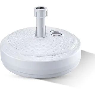 GARDENIX Sonnenschirmständer Rund Weiß Rattanoptik aus Kunststoff befüllbar mit Sand, Wasser, Kies zu Garten, Strand, Terrasse -Sonnenschirm Schirmhalter Schirmständer Schirmständer Ständer