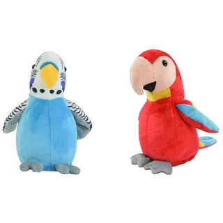 Kögler 75674 - Labertier Wellensittich Caruso, ca. 21 cm groß & 75631 - Labertier Papagei Paul, ca. 17