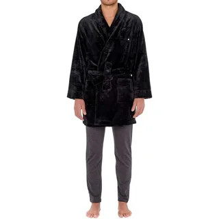 HOM Herren Robe de Chambre Courte Nice Schöner kurzer Morgenmantel, Black, XXL