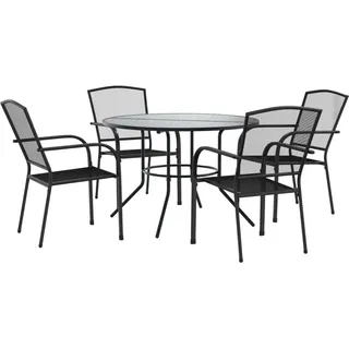 Gartenstuhl-Set 5-tlg. Stapelbar Pulverbeschichteter Stahl - Grau