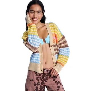 Roxy Fleecepullover Sweatshirt Cosmic Coast Stripes Braun/Weiß M