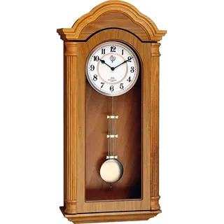 JVD N9353.2 Wanduhr Quarz mit Pendel Holz eiche farben Pendeluhr mit Melodie