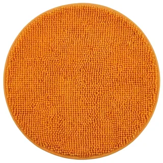 NYVI Badematte NYVISpa Chenille Badteppich Ø 60 cm Rund Orange | Rutschfest, Saugstark, Schnell Trocknend, Fußbodenheizung geeignet, OEKO-TEX, Waschbar, Weich
