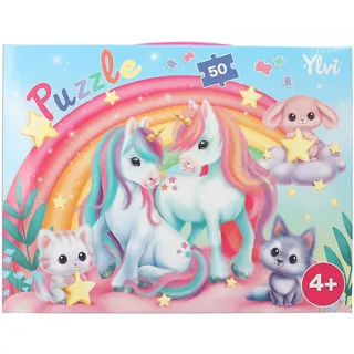 Depesche 13204 Ylvi - Puzzle 50 Teile, mit detailliertem Einhorn Motiv, ausgelegt ca. 58 x 40 cm, im Karton-Koffer mit Tragegriff