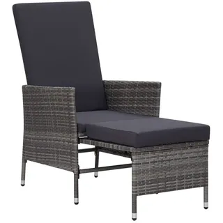 vidaXL Polyrattan Garten-Liegestuhl 63 x 131 x 106 cm grau inkl. Auflagen