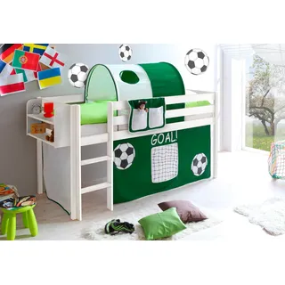 TICAA Hochbett Malte 90 x 200 cm Kiefer massiv weiß grün