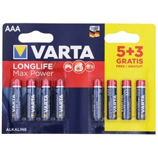 Varta 4703101428 Longlife Max Power (Max Tech) Alkaline Batterie, AA LR6 Style, Packung mit 5 + 3 Batterien - Design kann variieren, Sparpackung, Werbeartikel