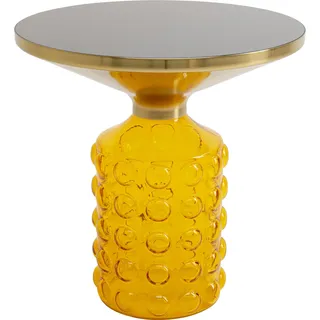 Kare Design Beistelltisch Lola Gelb, gelb, rund, Durchmesser 35 cm, Glassockel, Couchtisch, Wohnzimmer, Nachttisch