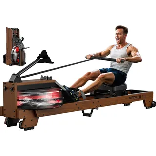 Rudergerät, Wasserwiderstand, Tragfähigkeit 175 kg, Verstellbare Höhe 120 cm bis 200 cm, Bluetooth-Konnektivität, Eichenmaterial