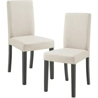 [en.casa] Esszimmerstuhl Hamburg Textil beige 2er Set