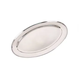 Edelstahl Servierplatte 45 cm Buffetplatte Serviertablett Partyplatte Rund | BURI, Dekotablett, Servierplatte, Catering, Gastronomie, rostfrei, polierte Oberfläche, langlebig, vielseitig, elegant