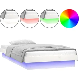 vidaXL Massivholzbett mit LED Weiß 90x200 cm - Weiß
