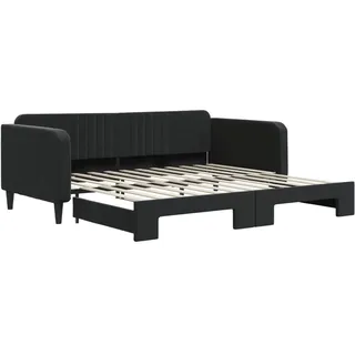 vidaXL Tagesbett Ausziehbar Schwarz 100x200 cm Samt - Schwarz