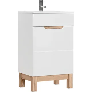 Waschbecken Schrank Regal Schränke 50cm Waschbecken Waschtisch modernel Möbel - Weiß