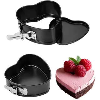 csncis 2 Stück Mini Herzform Backform,Kleine Herzförmige KuchenBackform | 4 Zoll Backform Herz,Kuchenform Aus Kohlenstoffstahl,Kuchenbackform Mit Antihaftbeschichtung, Geeignet Zum Backen Von Kuchen