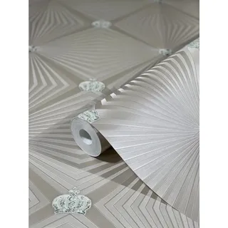 Glööckler Vliestapete Imperial Rauten mit Krönchen Beige