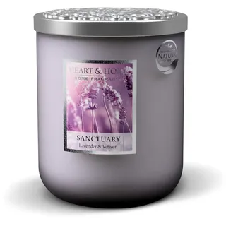 Heart & Home Duftkerze im Glas, 340 g / 75 h, Duft geheimer Garten (Lavendel und Vetiver)