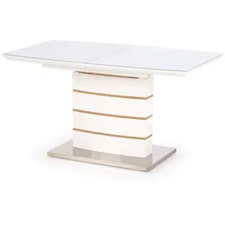 Halmar Glas falten Esstisch Toronto - weißer Glanz / goldene Eiche - Weiß