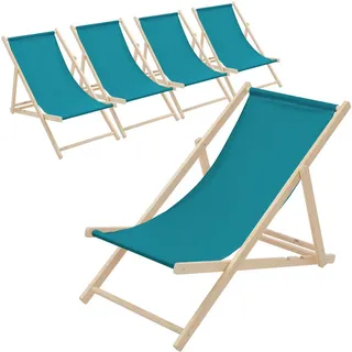 ECD-Germany Strandliege 5er Set Dunkelgrün , Holz , 57.5x83x100 cm , Gartenmöbel, Gartenliegen