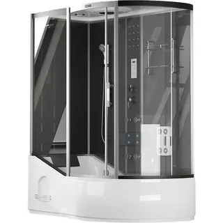 HOME DELUXE - Duschtempel ALL IN 2in1 - Schwarz, 170 x 90 x 220 cm Rechts - Regendusche und Fußmassage I Duschtempel Whirlpool Fertigdusche - Schwarz