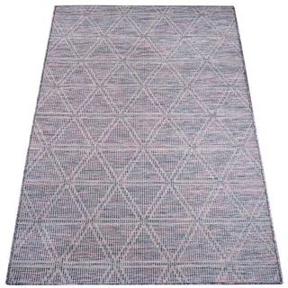 Carpet City Teppich »PALM3073«, rechteckig, 5 mm Höhe, Wetterfest & UV-beständig, für Balkon, Terrasse, Küche, flach gewebt Carpet City blau/pink B: 80 cm   1 St.