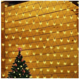 salcar LED Lichternetz Außen, Anti-Rost Buchsbaum Lichterkette Netz Outdoor, Lichtervorhang Innen Strom mit 9 Modi und Speicherfunktion, Warmweiß