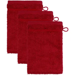 Frottana Pearl Waschhandschuh 15 x 20 cm ruby 3 St.