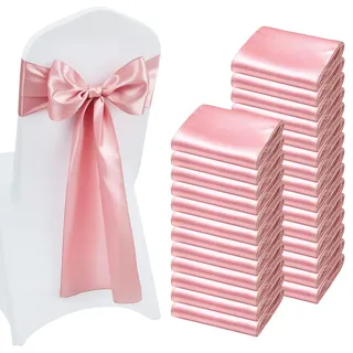 Vevor Satin-Stuhlschärpen mit Schleifen 275 cm x 17 cm 100 St. Roségold