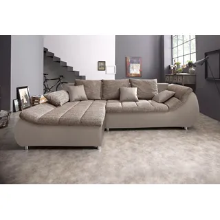 Home Affaire "Imola, bequem, aktuelle Steppung im Sitz, L-Form, Breite 270cm", braun (cappuccino, cappuccino), B:270cm H:90cm T:170cm, Microfaser PRIMABELLE (100% Polyester) / Struktur (82% Polyester, 9% Viscose, 7% Baumwolle, 2% Nylon);Kunstleder SOFTLUX